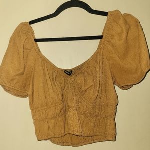 Cropped Bubble Sleeve Top